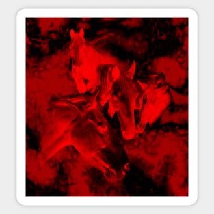 Horses and surreal mist in red and black Sticker